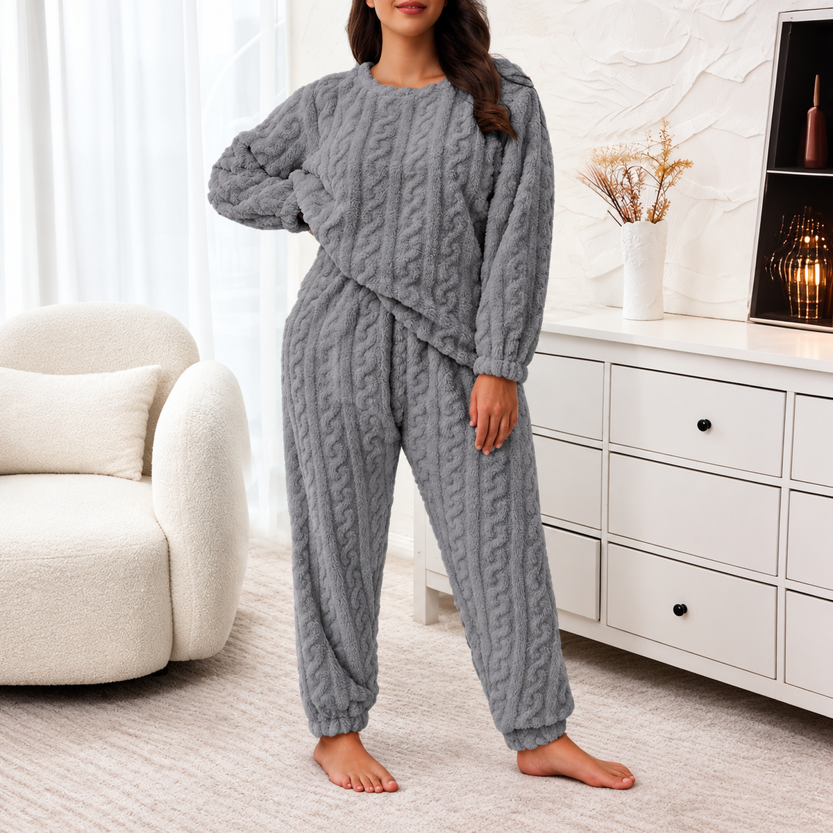 CozyBloom™ | Women's Plush Fleece Pajama Set