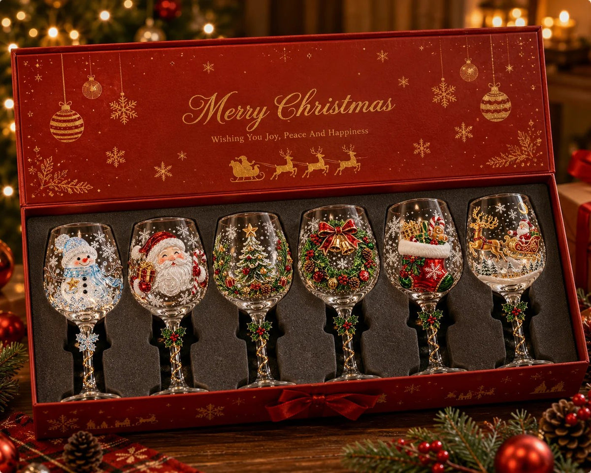 NoëlLuxe™ | 3D Festive Wine Glass Gift Collection