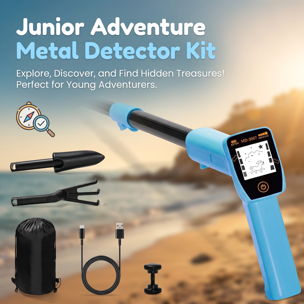 TreasureQuest™ | Kids' Digital Metal Detector for Outdoor Adventures