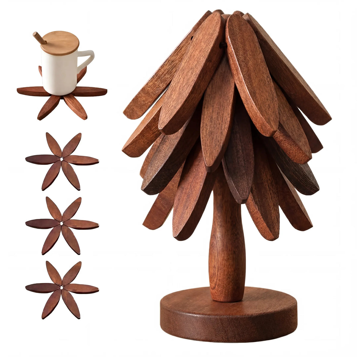 PineNest™ | Wooden Tree-Shaped Heat-Resistant Trivet Set
