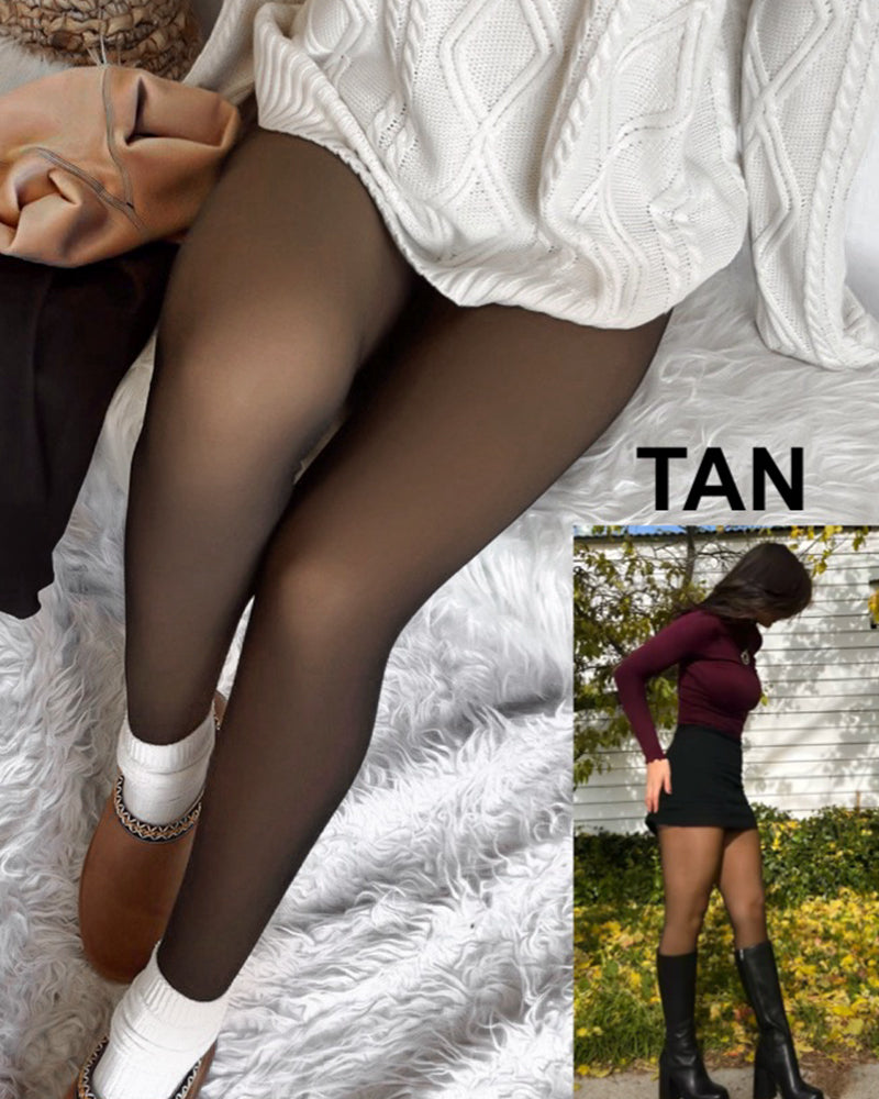 FrostVeil™ | Sheer-Look Fleece-Lined Thermal Tights