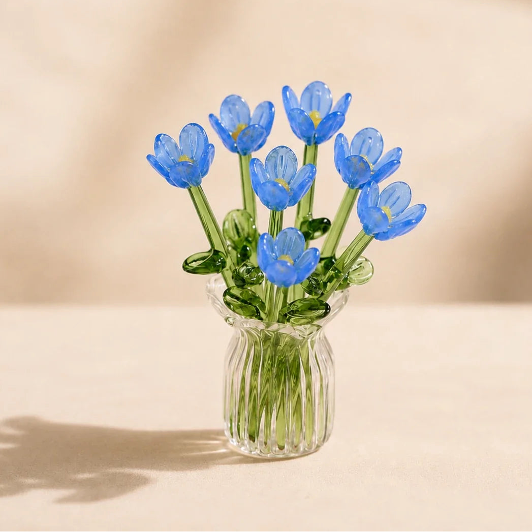 Bloomora™ | Decorative Glass Tulip Bouquet with Vase