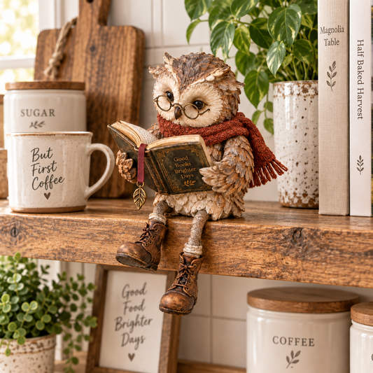 OwlTales™ | Decorative Reading Owl Figurine