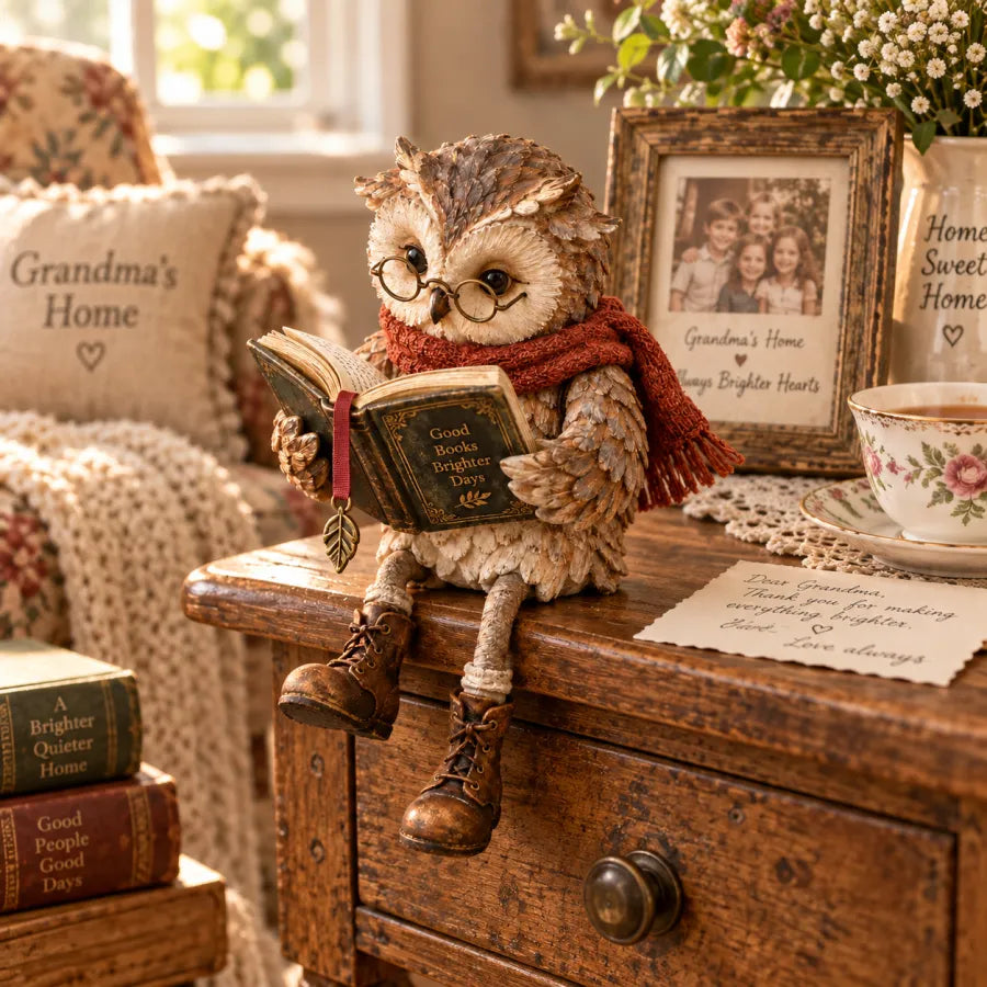 OwlTales™ | Decorative Reading Owl Figurine