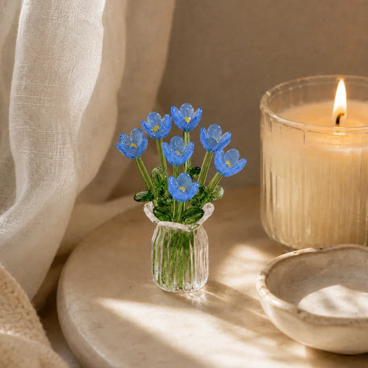 Bloomora™ | Decorative Glass Tulip Bouquet with Vase