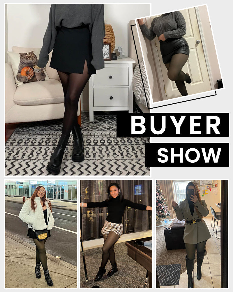 FrostVeil™ | Sheer-Look Fleece-Lined Thermal Tights