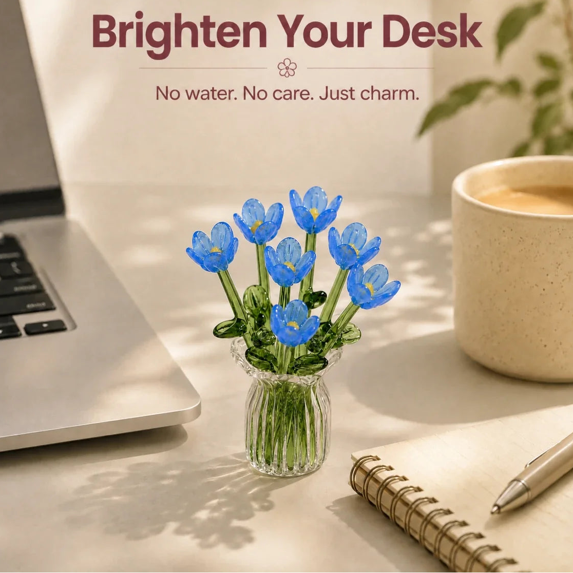 Bloomora™ | Decorative Glass Tulip Bouquet with Vase