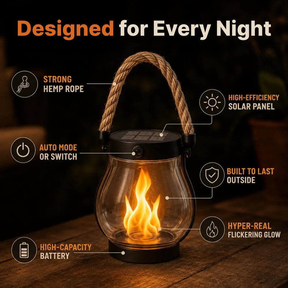 FlameHaven™ Solar Flickering Flame Lantern