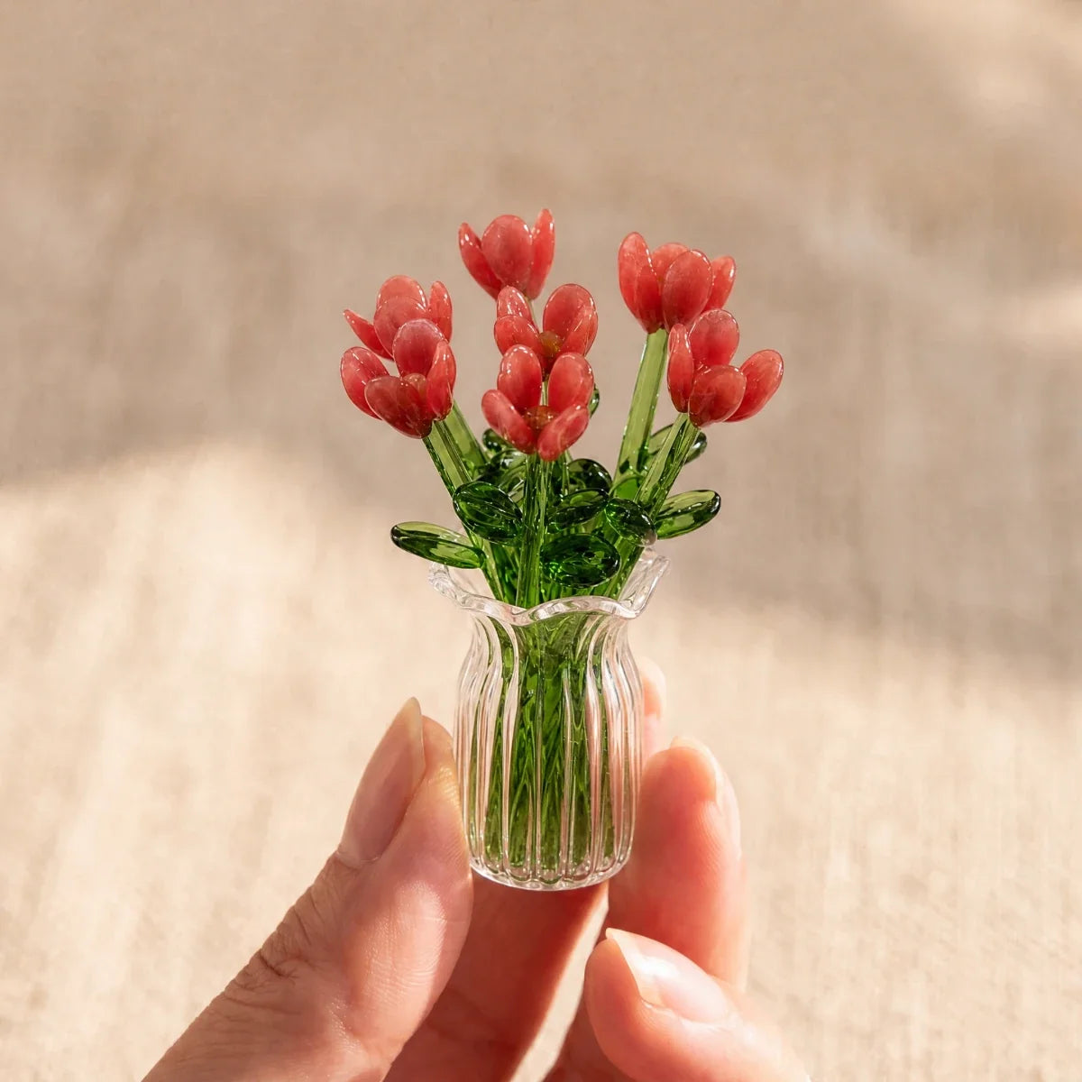 Bloomora™ | Decorative Glass Tulip Bouquet with Vase