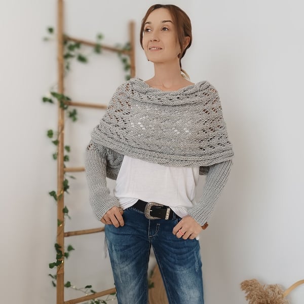 CozyDrape™ | Knitted Wrap Scarf with Sleeves