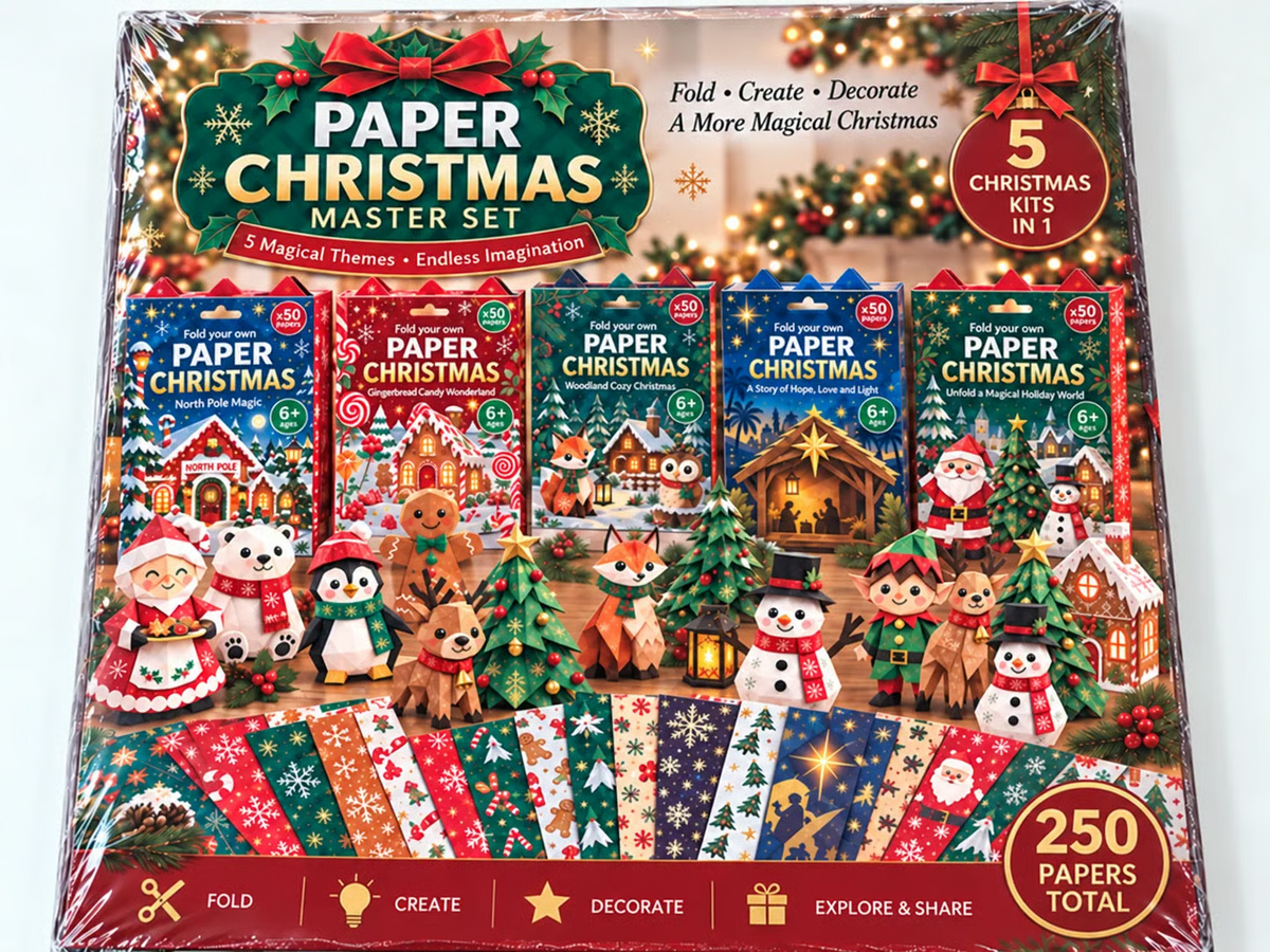 PaperWonder™ | Christmas Paper Folding Craft Kit – 250 Sheets