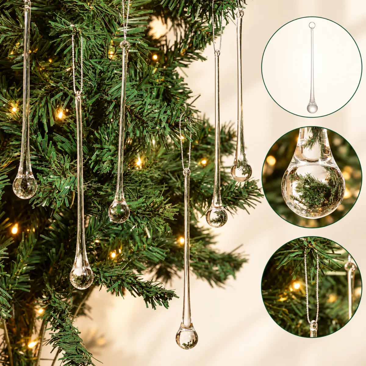 CrystalDrop™ | Elegant Glass Teardrop Christmas Tree Ornaments