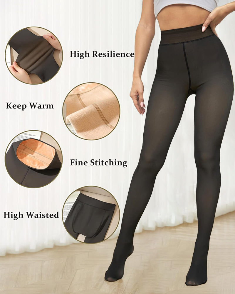 FrostVeil™ | Sheer-Look Fleece-Lined Thermal Tights