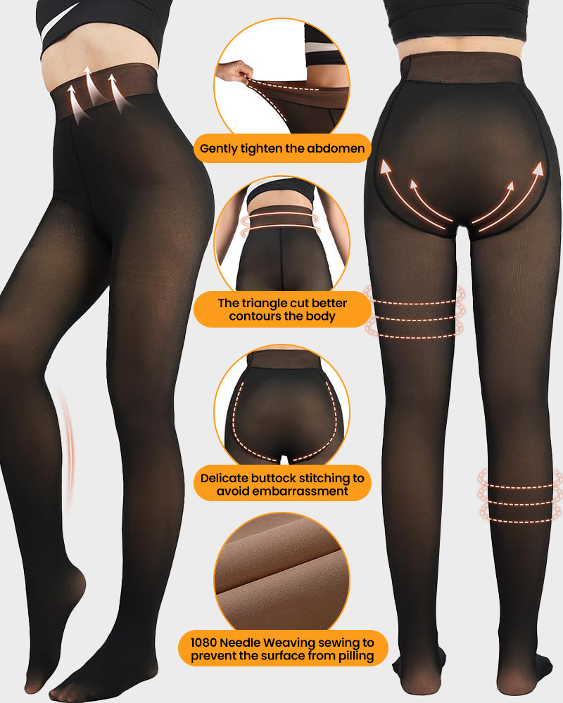 FrostVeil™ | Sheer-Look Fleece-Lined Thermal Tights