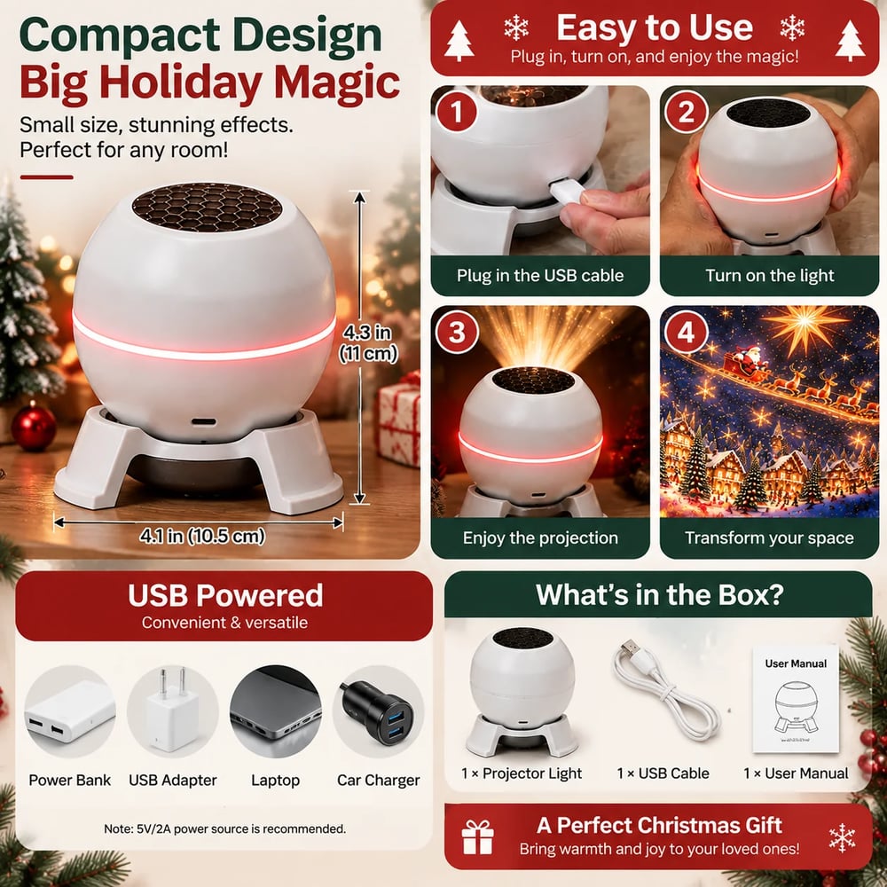 FestiveGlow™ | Magical Christmas Star Projector