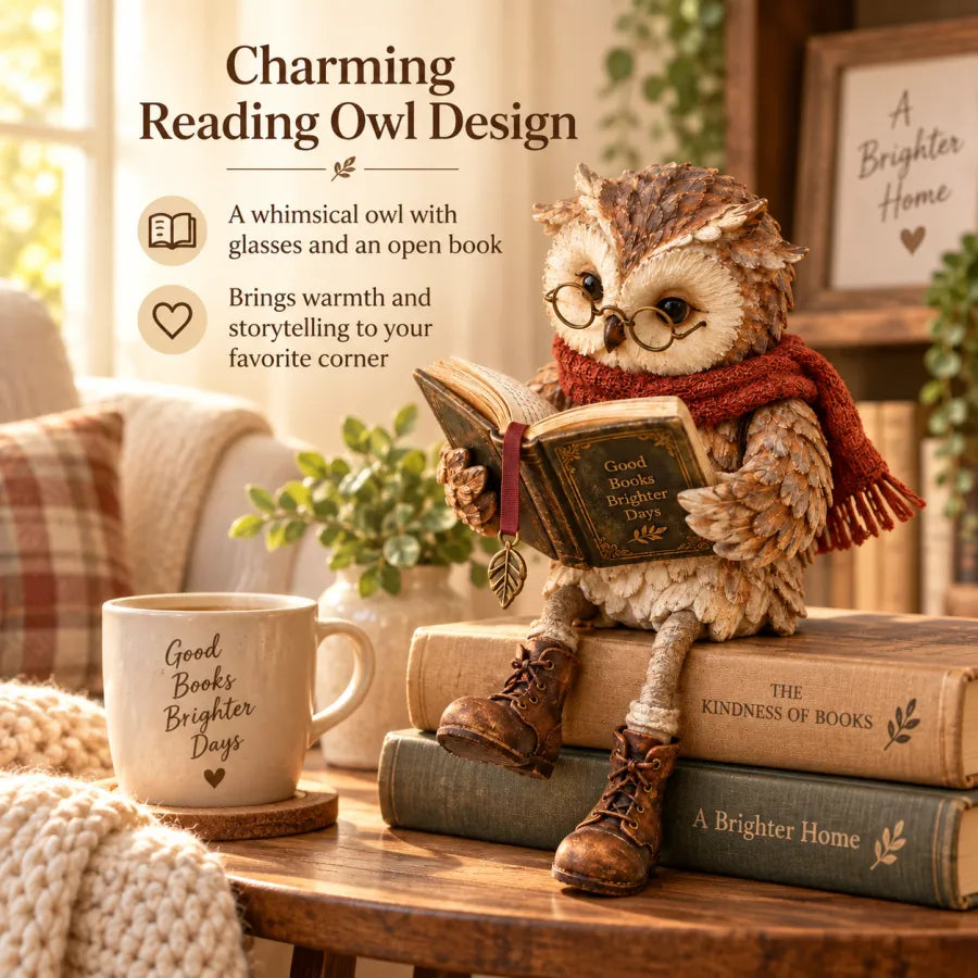 OwlTales™ | Decorative Reading Owl Figurine