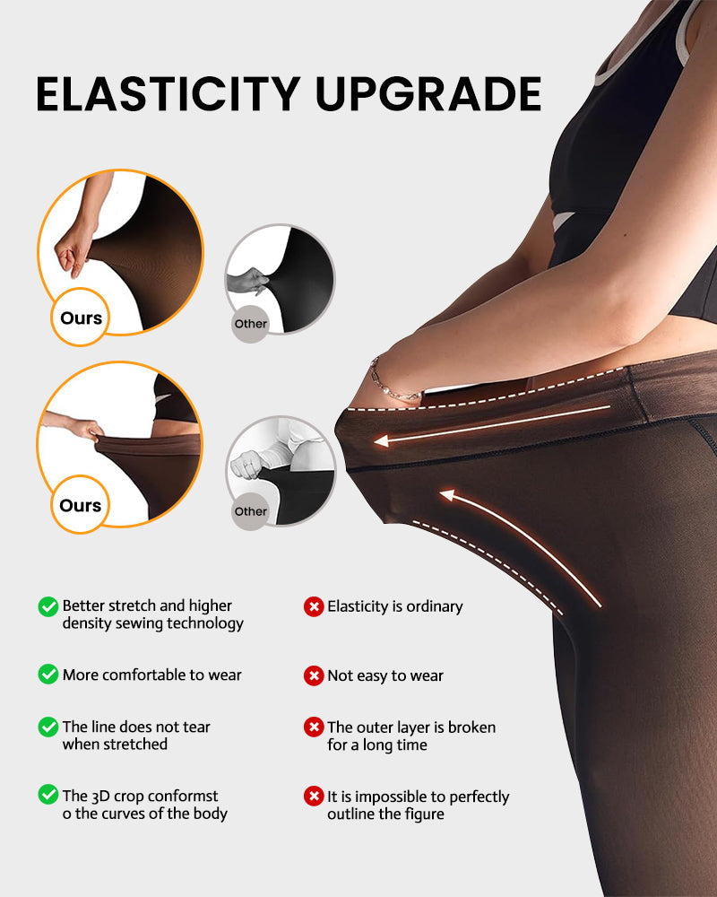 FrostVeil™ | Sheer-Look Fleece-Lined Thermal Tights