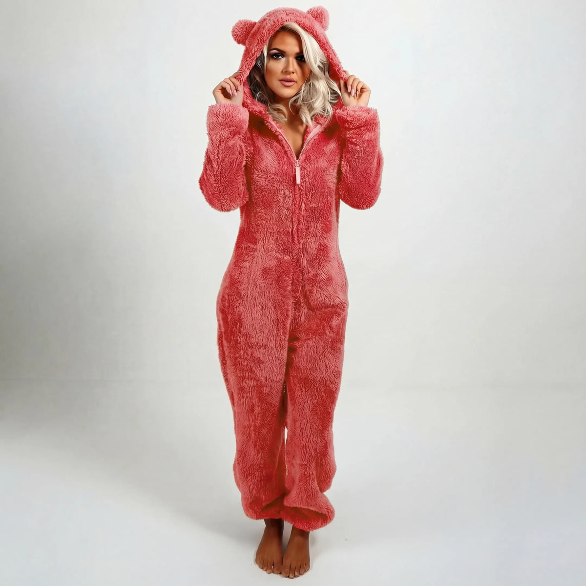SnuggleLuxe™ | Women's Ultra-Soft Teddy Fleece Hooded Jumpsuit