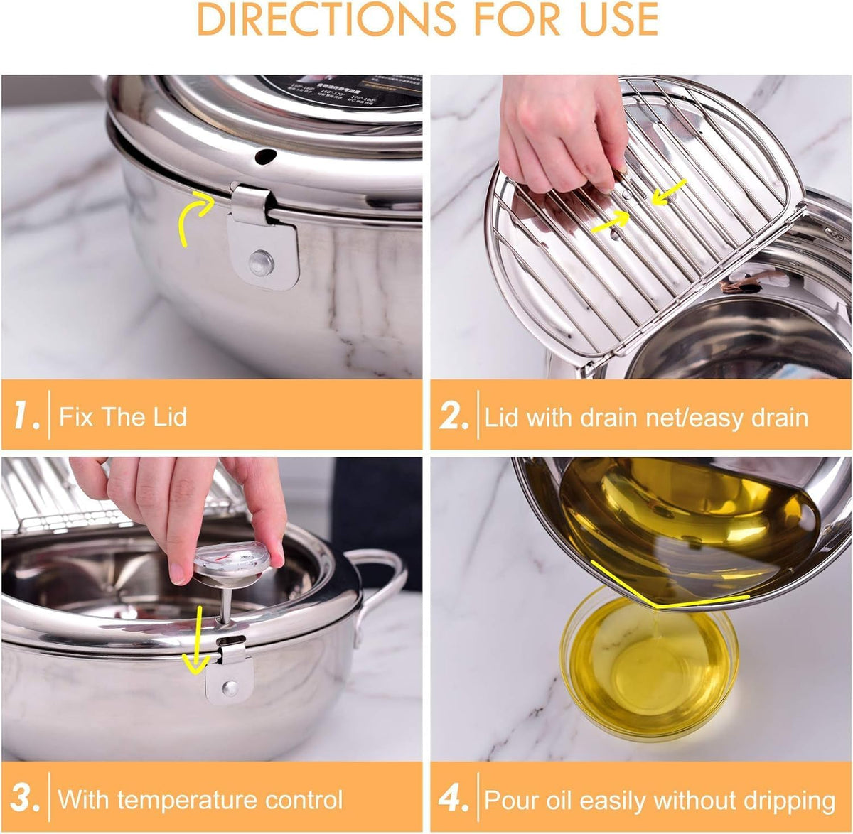 FryMaster™ Stainless Steel Deep-Fry Pot with Draining Rack & Thermometer