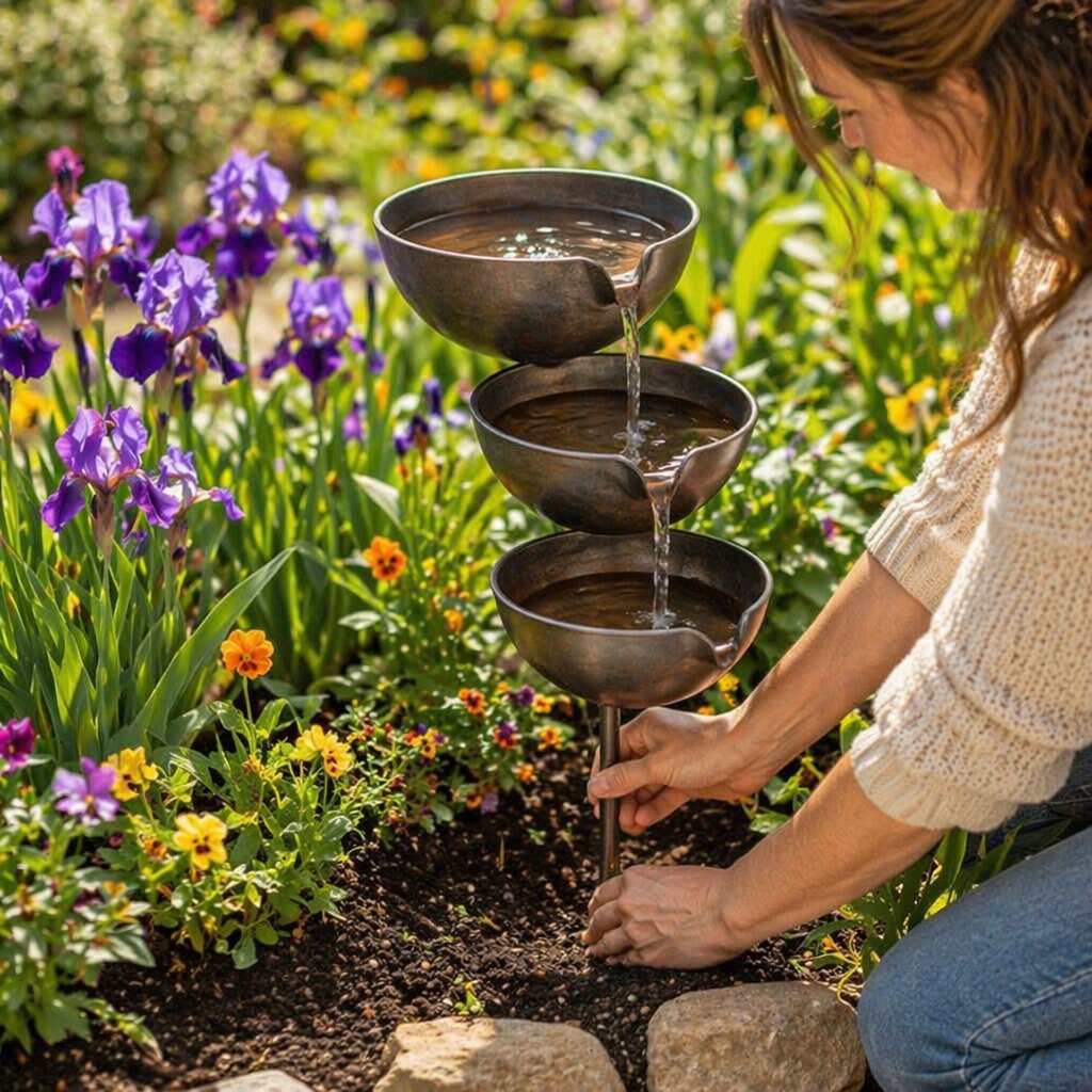 AquaHaven™ | Cascading Bird Bath & Rain Catcher