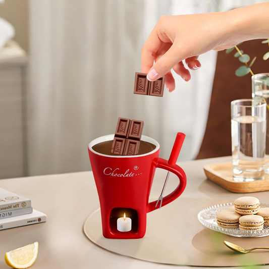 ChocoMelt™ | Ceramic Chocolate Fondue Mug with Tealight Warmer