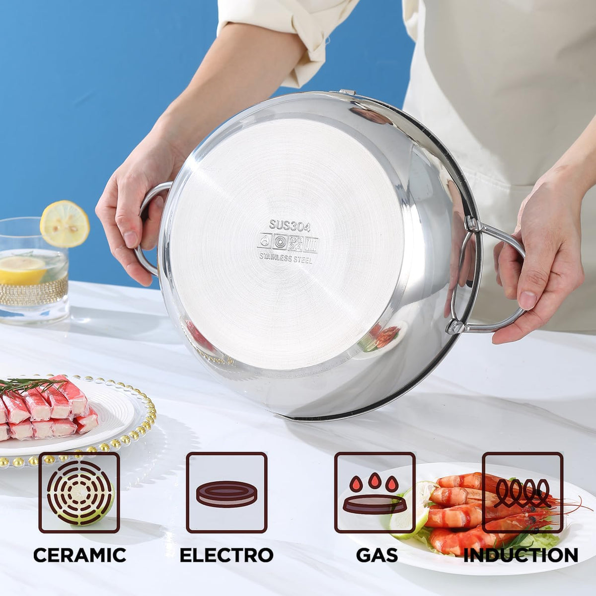 FryMaster™ Stainless Steel Deep-Fry Pot with Draining Rack & Thermometer