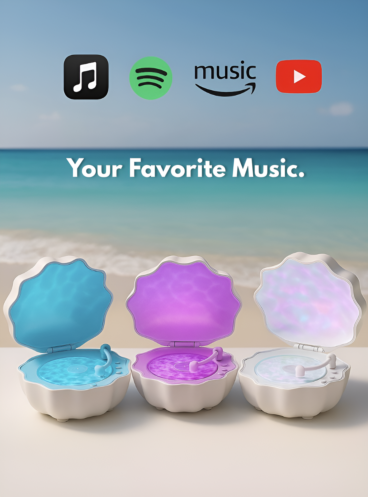 AquaShell™ | Color-Changing Ocean Wave Projector & Bluetooth Speaker