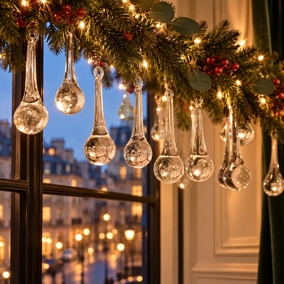 CrystalDrop™ | Elegant Glass Teardrop Christmas Tree Ornaments
