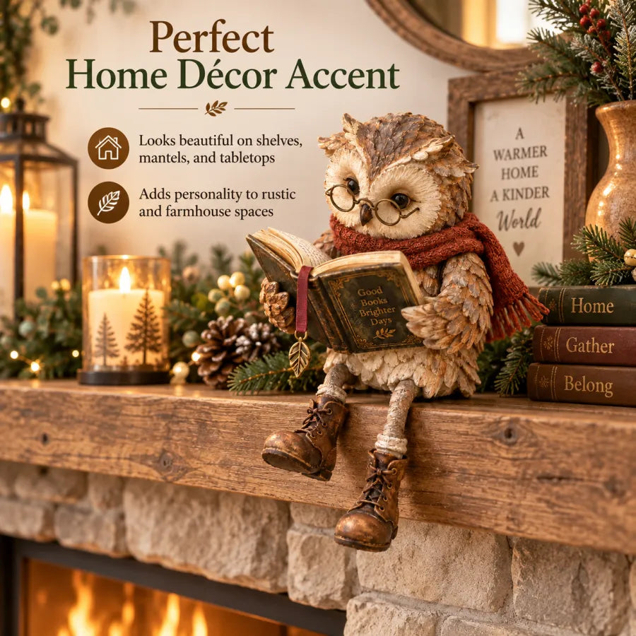 OwlTales™ | Decorative Reading Owl Figurine
