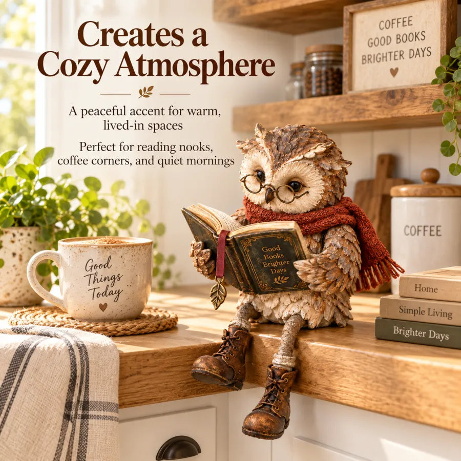 OwlTales™ | Decorative Reading Owl Figurine