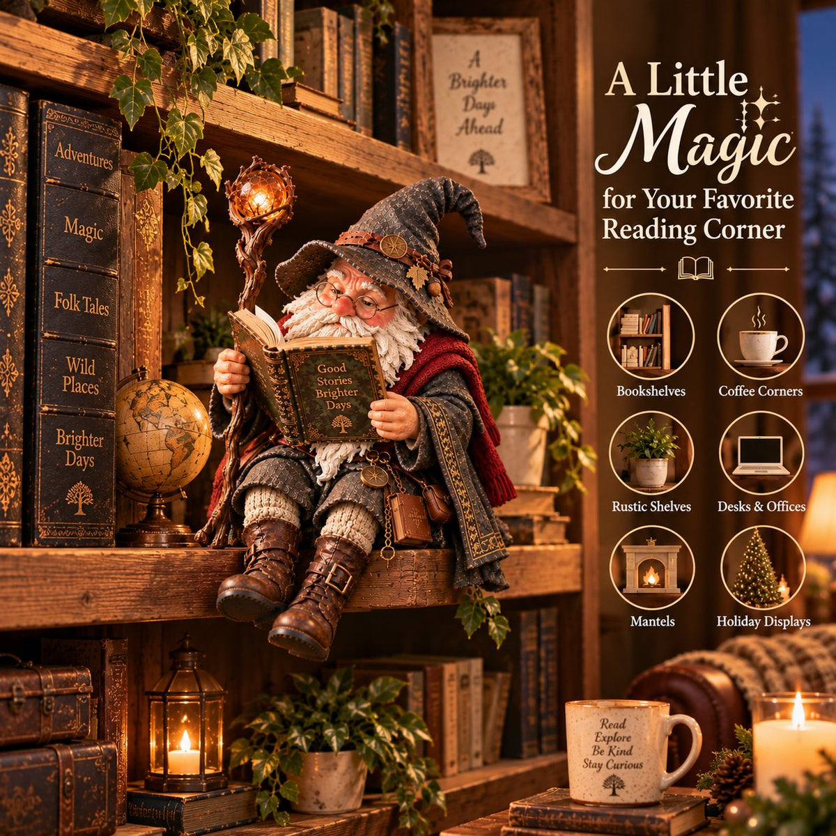 StoryGnome™ | Enchanted Reading Wizard Decorative Figurine