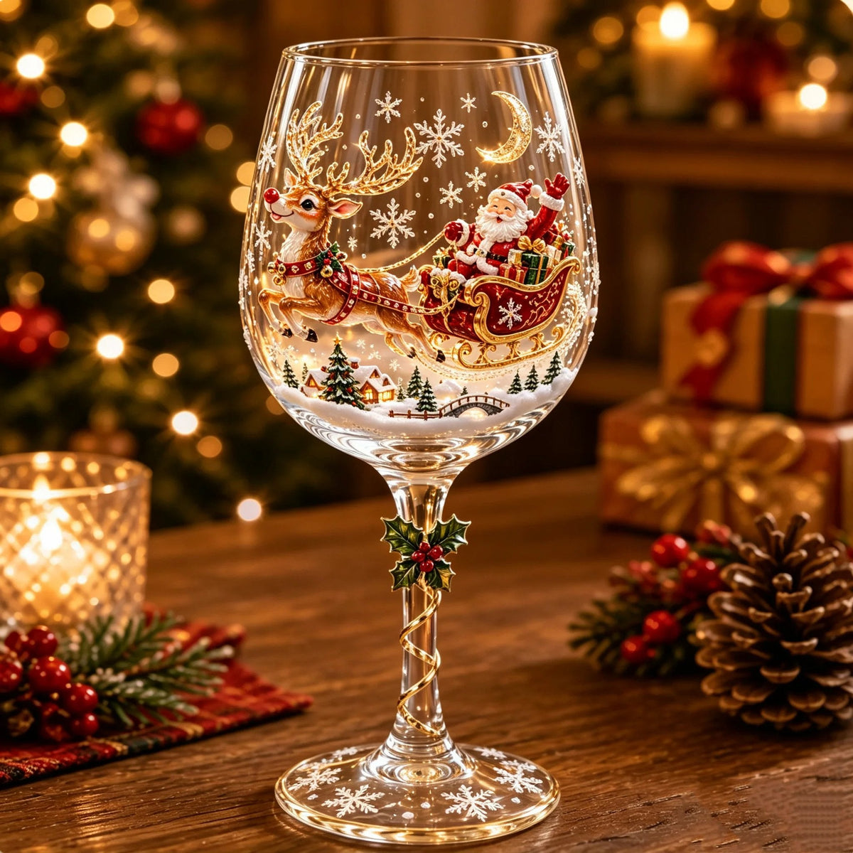 NoëlLuxe™ | 3D Festive Wine Glass Gift Collection