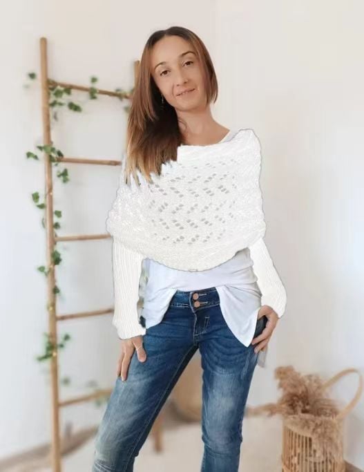 CozyDrape™ | Knitted Wrap Scarf with Sleeves