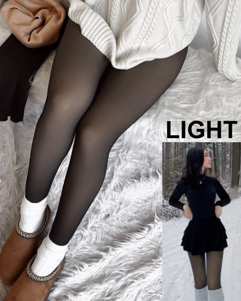 FrostVeil™ | Sheer-Look Fleece-Lined Thermal Tights