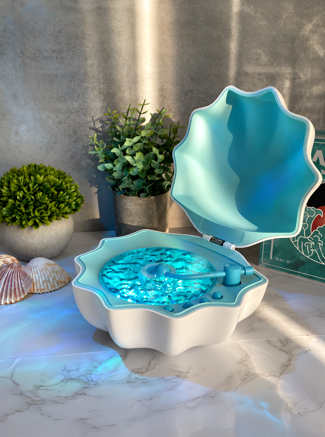 AquaShell™ | Color-Changing Ocean Wave Projector & Bluetooth Speaker