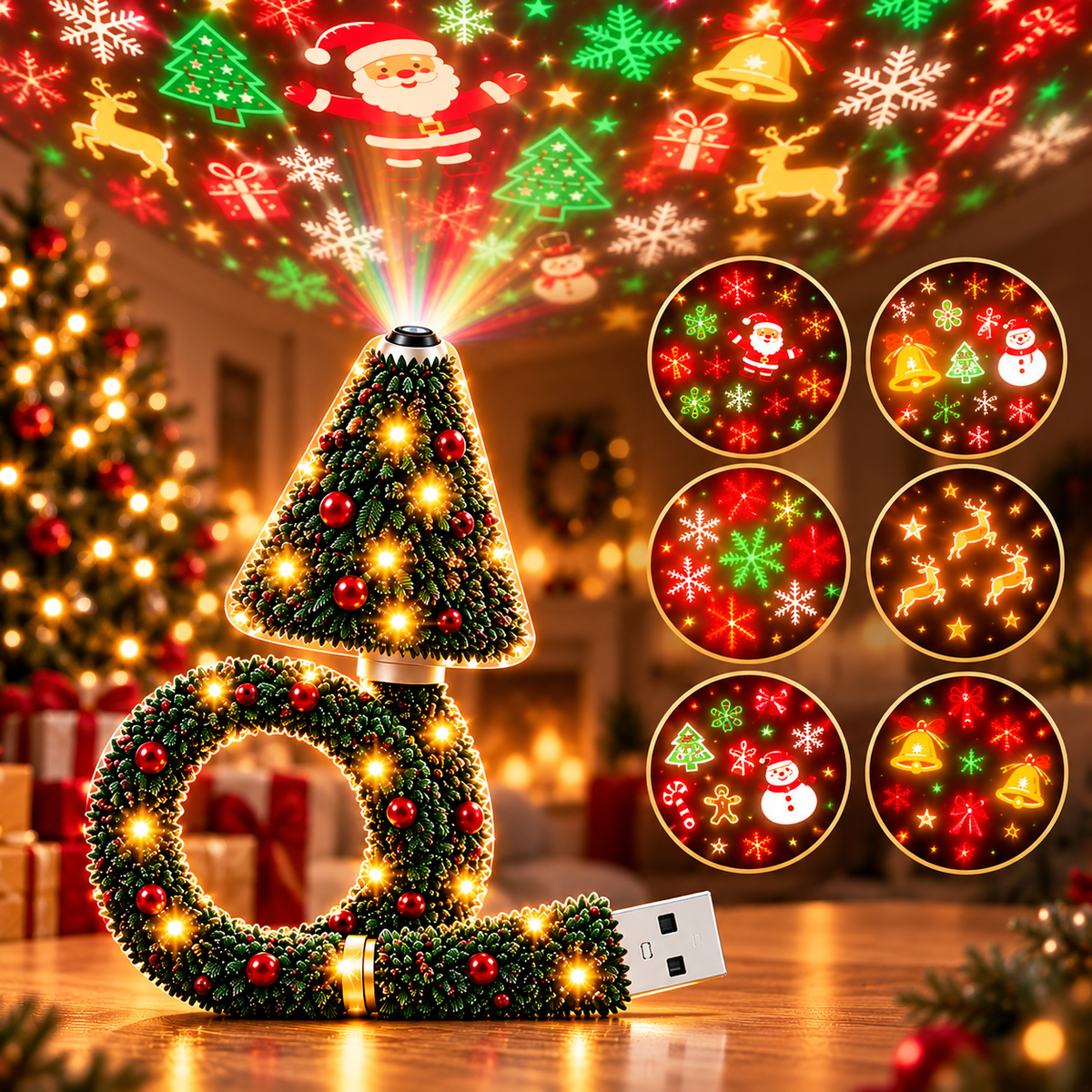 FestiveBeam™ | Magical Christmas LED Projector with Holiday Patterns