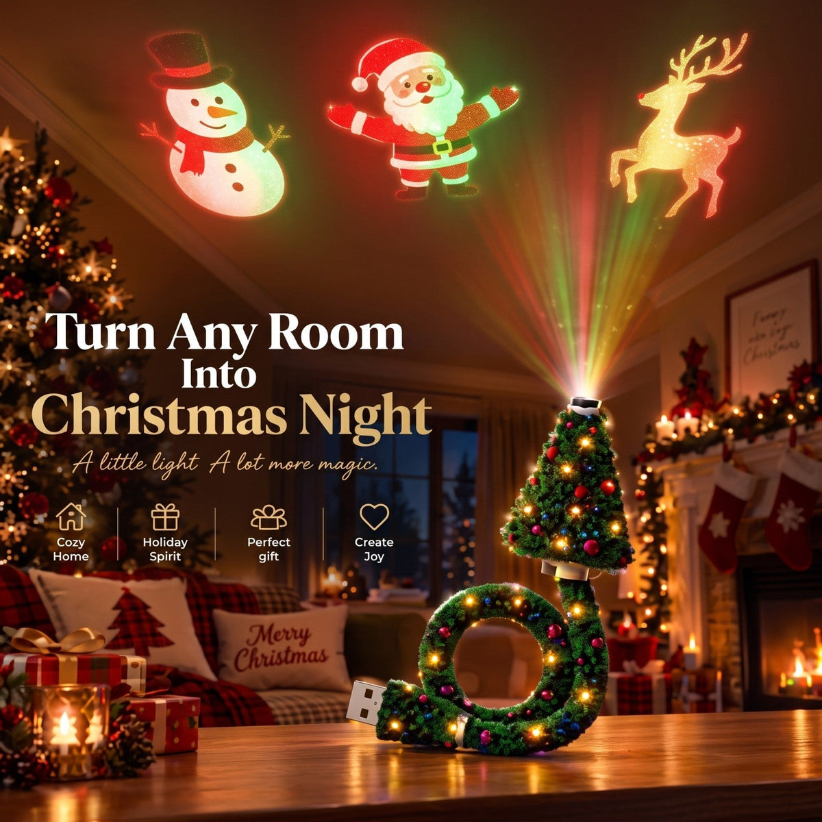 FestiveBeam™ | Magical Christmas LED Projector with Holiday Patterns