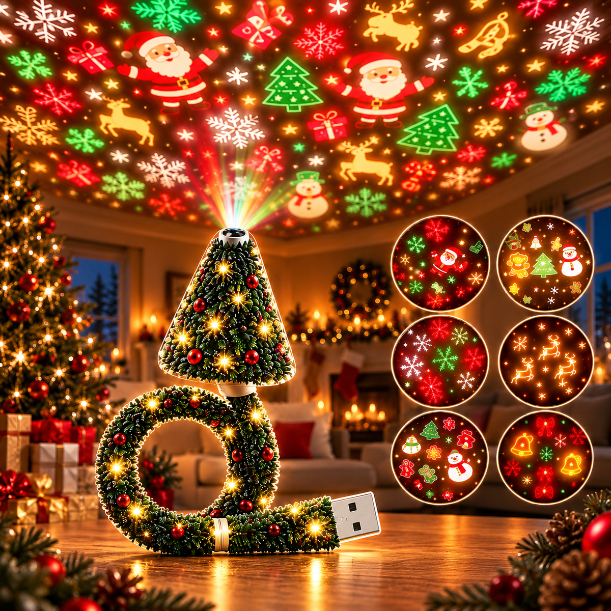 FestiveBeam™ | Magical Christmas LED Projector with Holiday Patterns