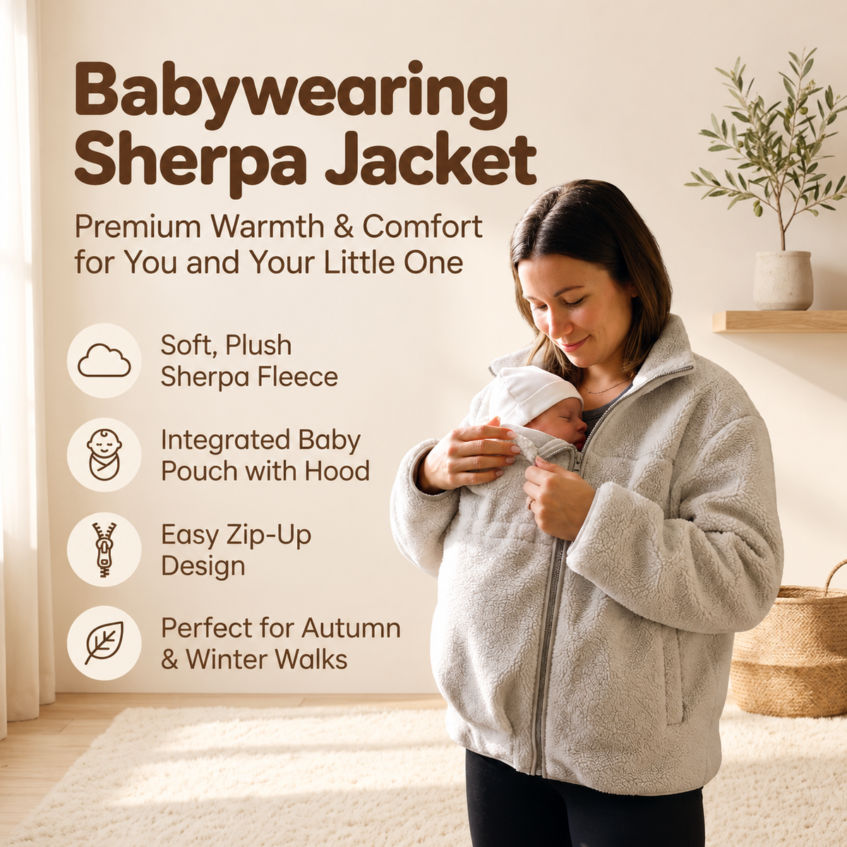 CuddleCarry™ Cozy Maternity & Babywearing Sherpa Jacket