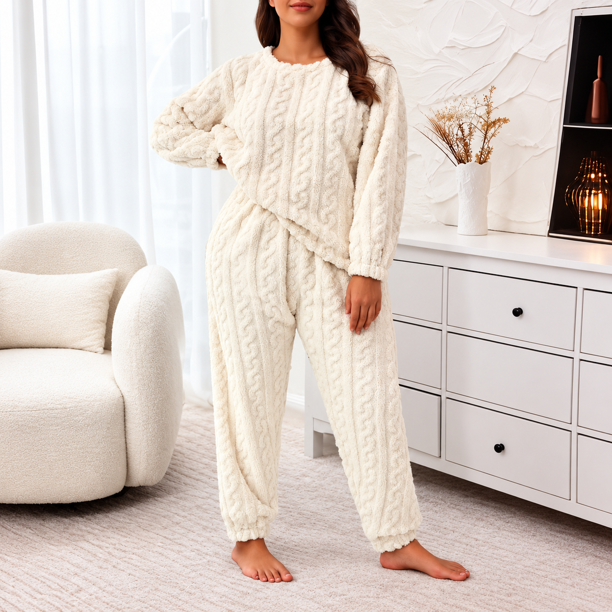 CozyBloom™ | Women's Plush Fleece Pajama Set