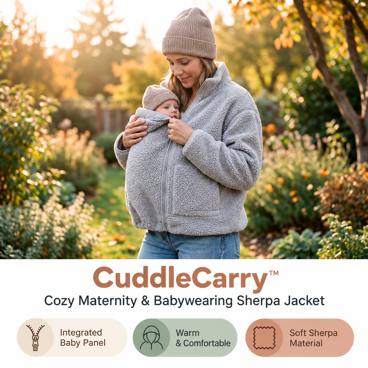 CuddleCarry™ Cozy Maternity & Babywearing Sherpa Jacket