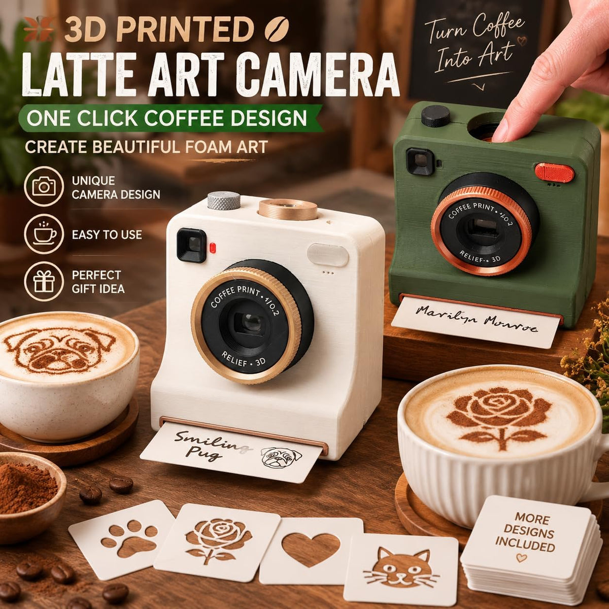 LatteSnap™ | Creative Coffee Art Stencil Printer for Homemade Latte Designs