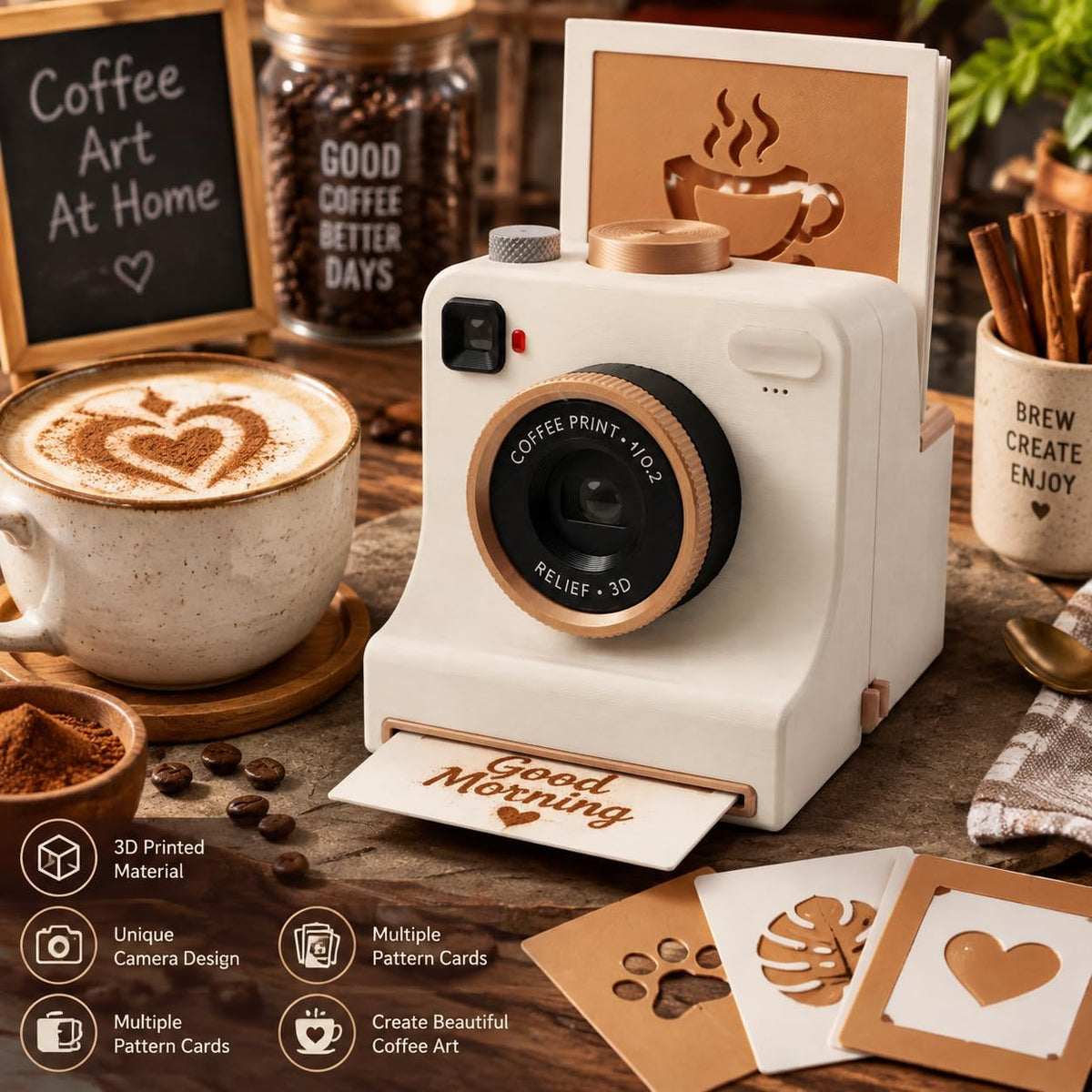 LatteSnap™ | Creative Coffee Art Stencil Printer for Homemade Latte Designs