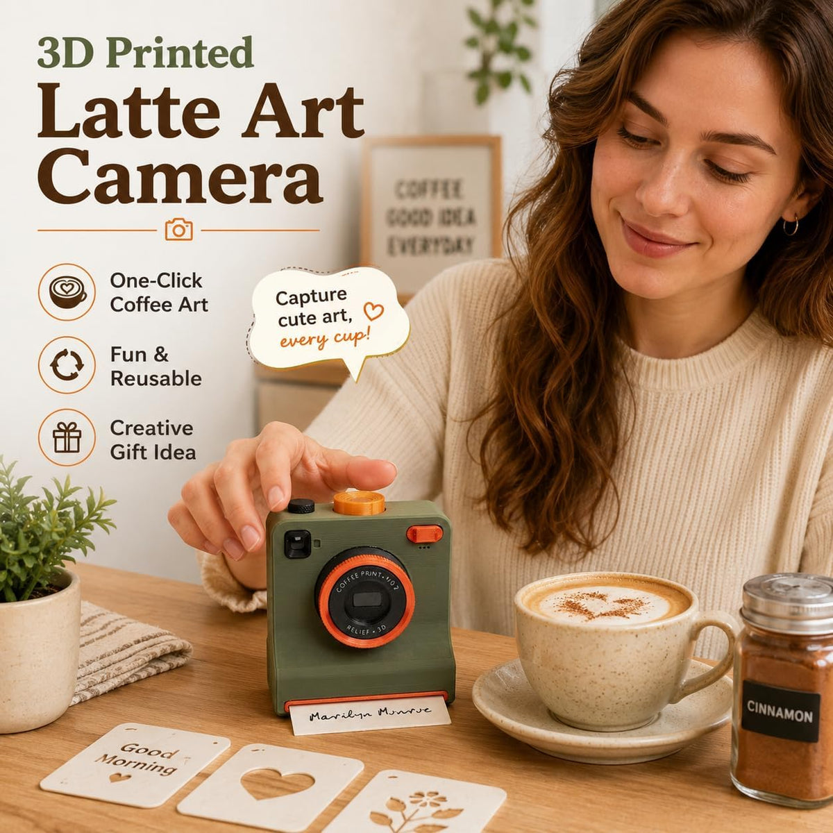 LatteSnap™ | Creative Coffee Art Stencil Printer for Homemade Latte Designs