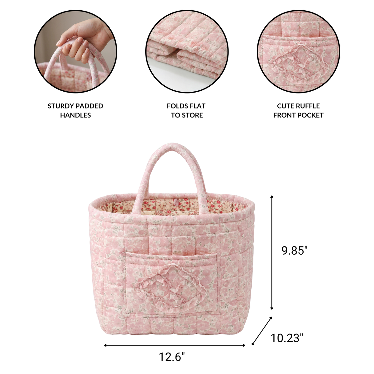 FloraCarry™ | Spacious Quilted Floral Storage Tote