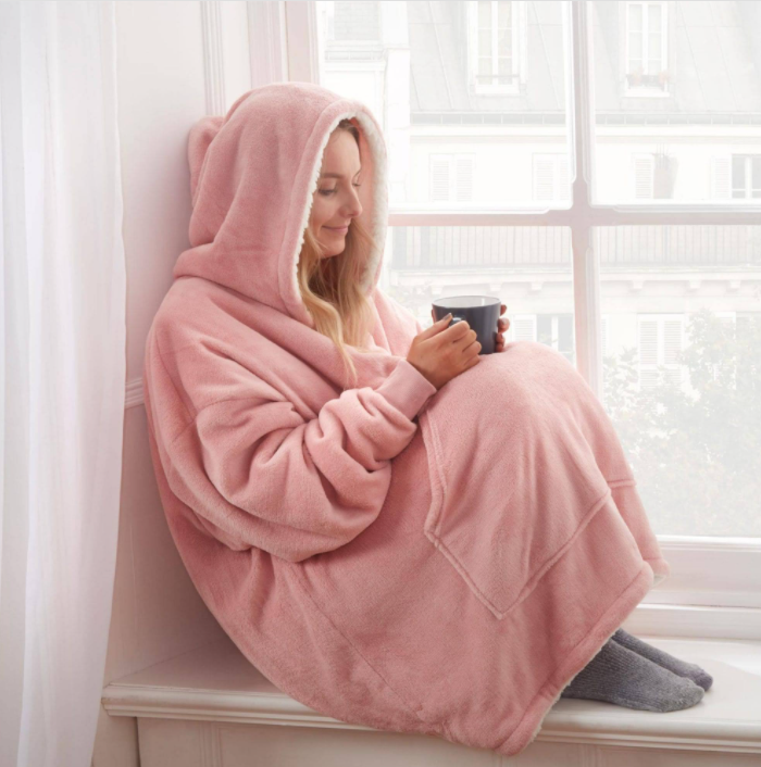 WarmNest™ | Oversized Sherpa Fleece Wearable Blanket Hoodie