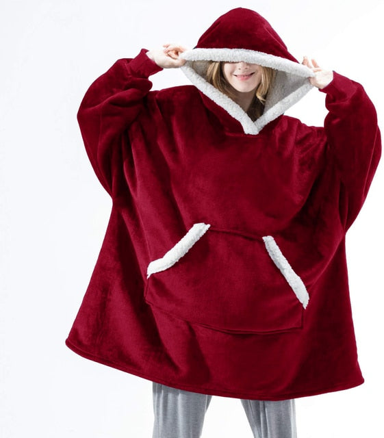 WarmNest™ | Oversized Sherpa Fleece Wearable Blanket Hoodie