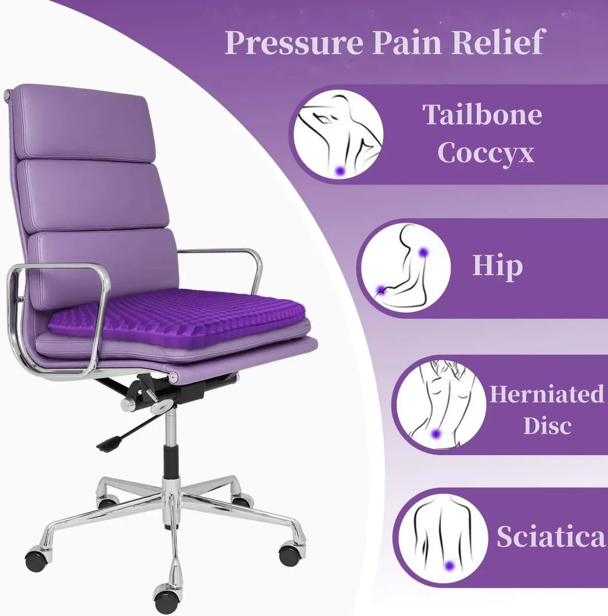 ComfortGel™ Dual-Layer Pressure Relief Seat Cushion