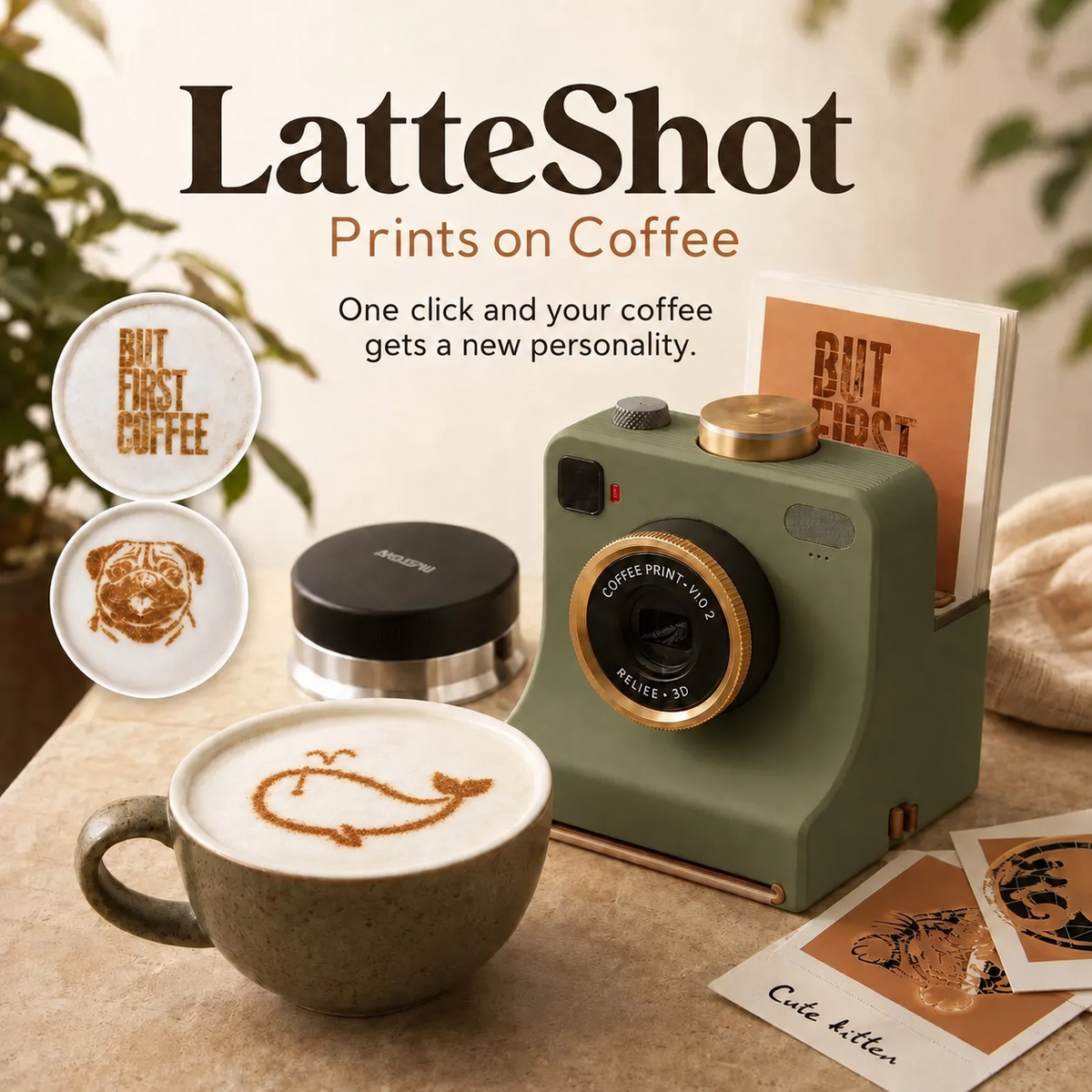 LatteSnap™ | Creative Coffee Art Stencil Printer for Homemade Latte Designs