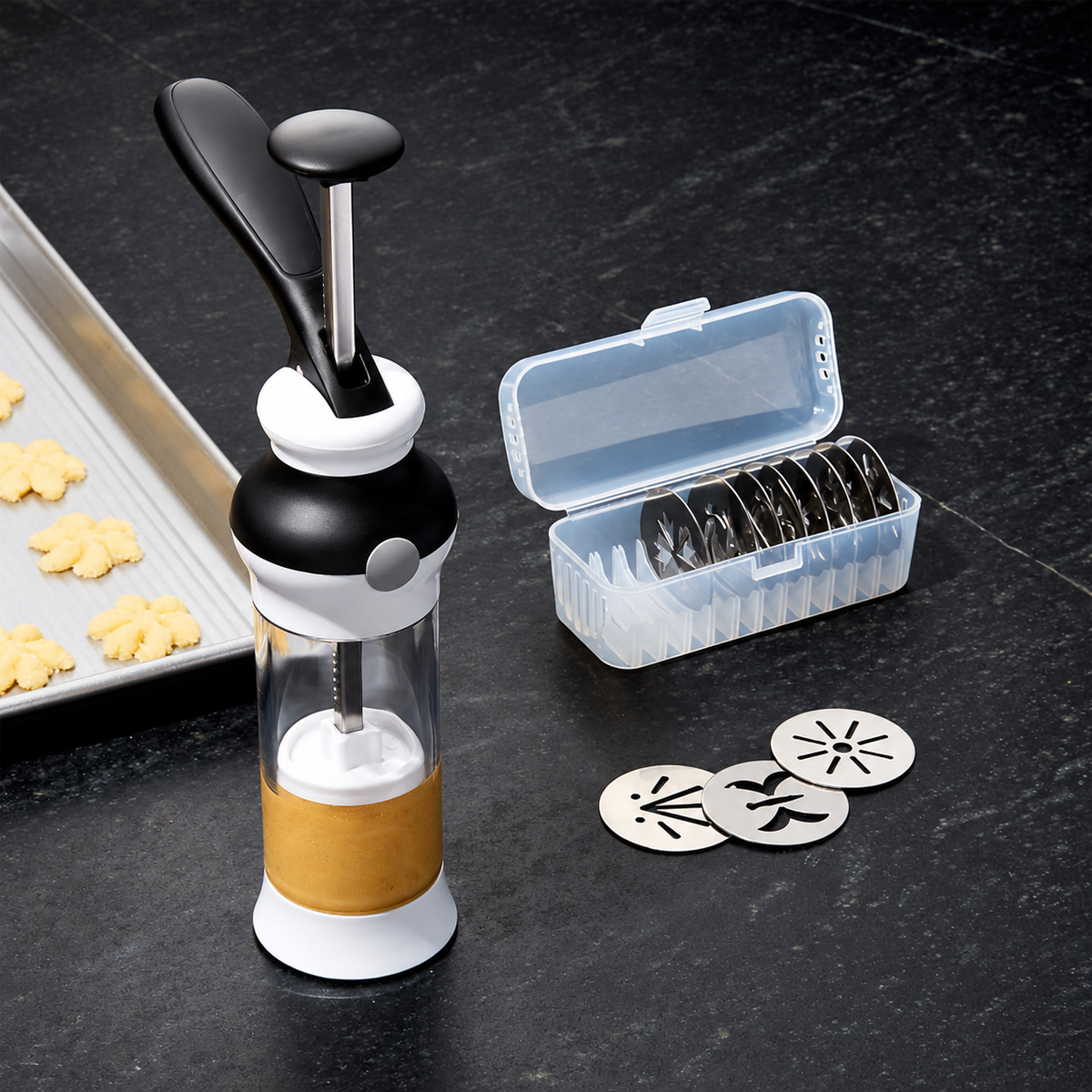 BakeBloom™ | Cookie Press Kit with 12 Decorative Discs